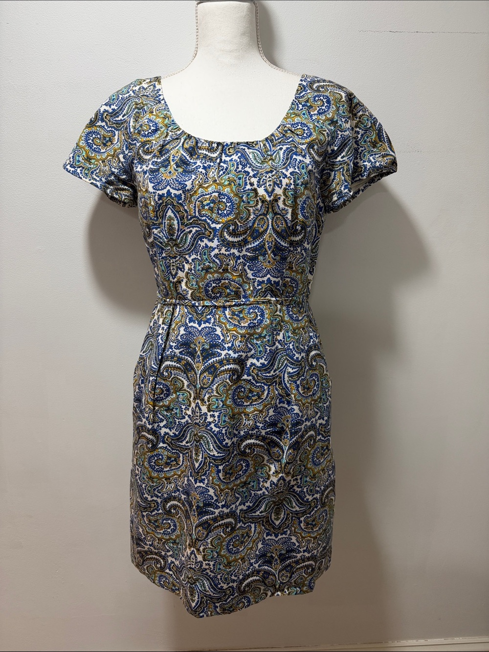 J Crew Paisley Floral Preppy Boho Silk Dress Size 6 Summer Feminine Teacher